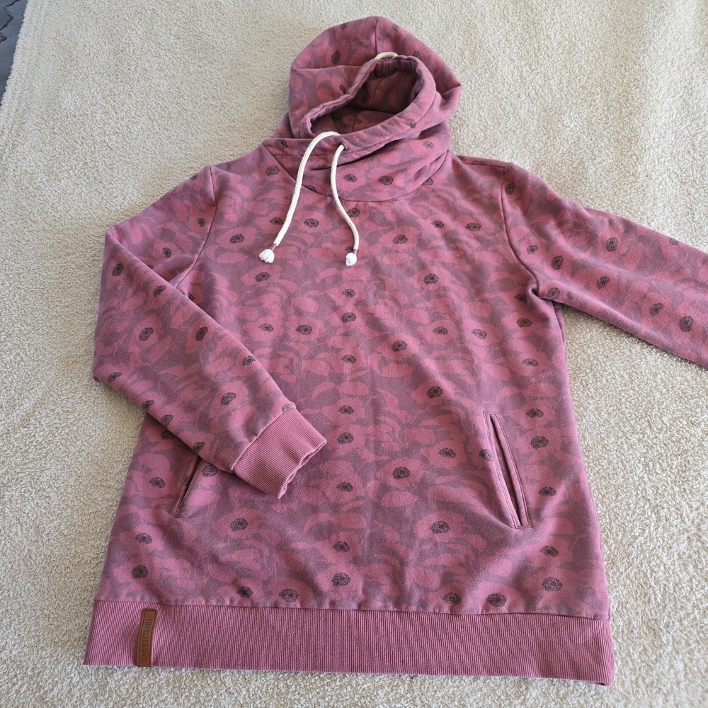 Ampersand Avenue Pink All-Over Floral Design Hoodie Sweatshirt‎ Size XL